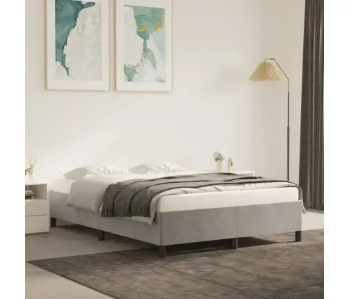 Gulta Bez Matrača, Gaiši Pelēks, 140X200 Cm, Samts Vidaxl