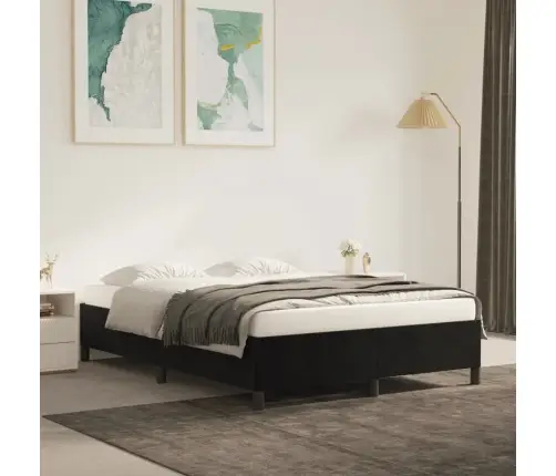 Voodiraam Ilma Madratsita, Must, 140X200 cm Samet