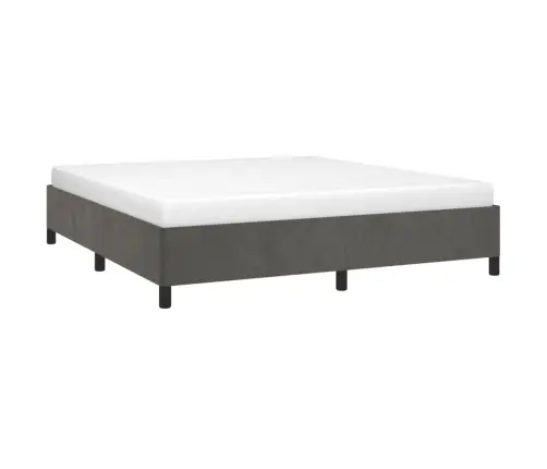 Gulta Bez Matrača, Tumši Pelēks, 160X200 Cm, Samts Vidaxl