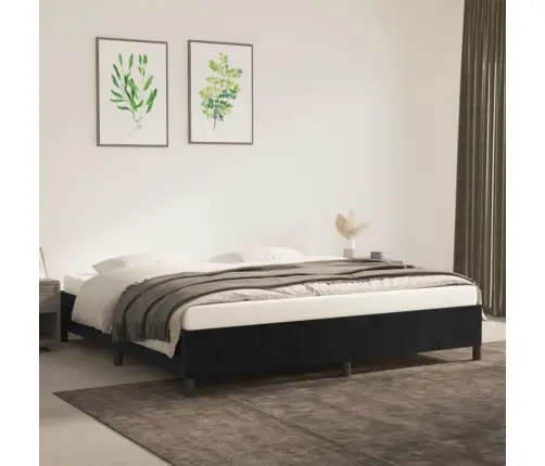 Gulta Bez Matrača, Melns, 200X200 Cm, Samts Vidaxl