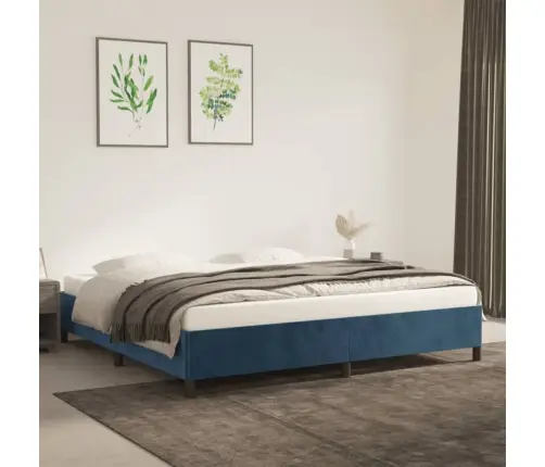 Gultas Rāmis Bez Matrača, Tumši Zils Samts, 200X200 Cm Vidaxl