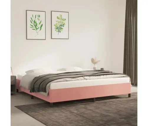 Gultas Rāmis, Rozā Samts, 200X200 Cm Vidaxl