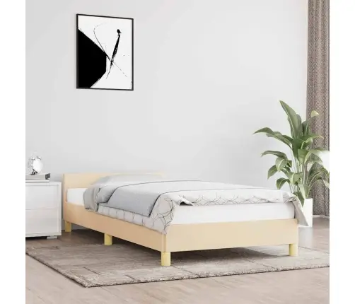 Gultas Rāmis Ar Galvgali Bez Matrača Krēmkrāsas 80X200Cm Audums Vidaxl Gultas Rāmis Ar Galvgali Bez Matrača Krēmkrāsas 80X200Cm Audums Vidaxl
