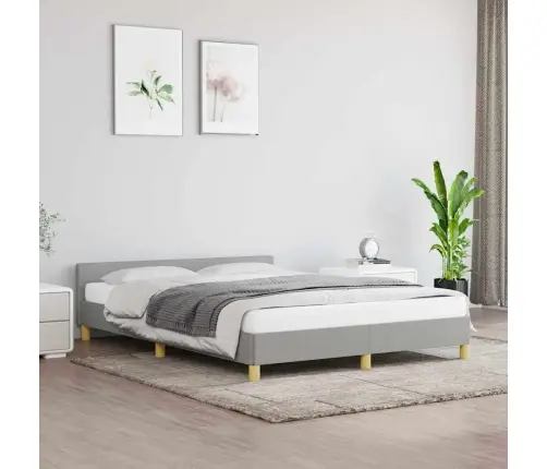 Gulta Bez Matrača, Gaiši Pelēks, 140X190 Cm, Audums Vidaxl