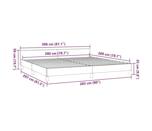 Gulta Bez Matrača, Tumši Pelēks, 200X200 Cm, Audums Vidaxl