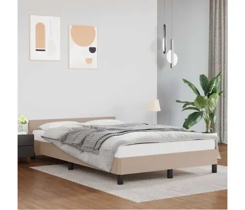Gultas Rāmis Ar Galvgali Bez Matrača, Kapučīno, 140X200 Cm Vidaxl