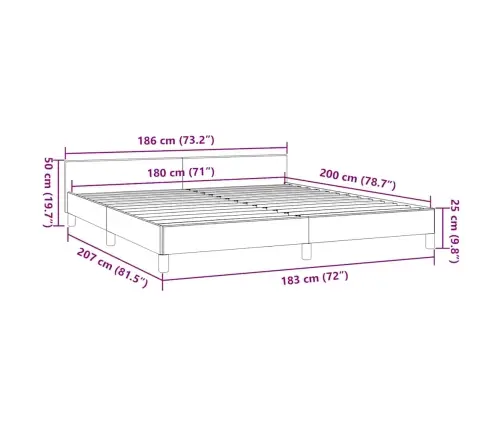 Voodiraam Peatsiga Ilma Madratsita Valge 180X200 Cm