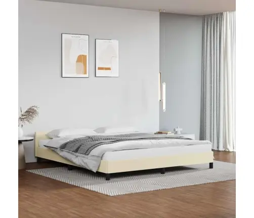 Gultas Rāmis Ar Galvgali Bez Matrača, Krēmkrāsas, 180X200 Cm Vidaxl