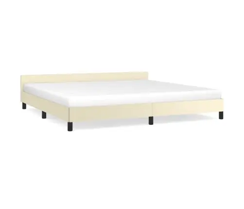 Gultas Rāmis Ar Galvgali Bez Matrača, Krēmkrāsas, 200X200 Cm Vidaxl