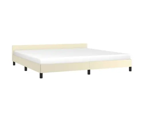 Gultas Rāmis Ar Galvgali Bez Matrača, Krēmkrāsas, 200X200 Cm Vidaxl
