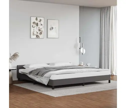 Gultas Rāmis Ar Galvgali Bez Matrača, Pelēks, 200X200 Cm Vidaxl