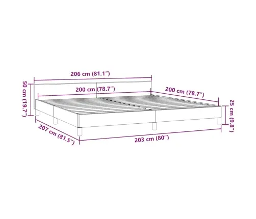 Gultas Rāmis Ar Galvgali Bez Matrača, Kapučīno, 200X200 Cm Vidaxl