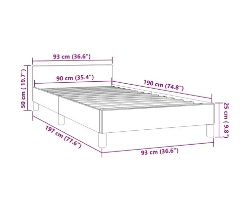 Gultas Rāmis Bez Matrača, Tumši Zils Samts, 90X190 Cm Vidaxl