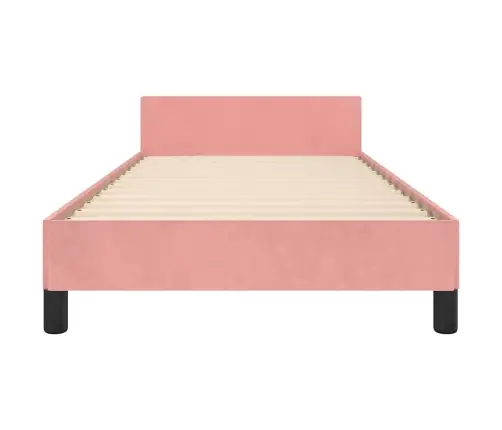 Gultas Rāmis Ar Galvgali Bez Matrača, Rozā Samts, 90X190 Cm Vidaxl