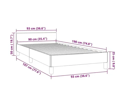 Gultas Rāmis Ar Galvgali Bez Matrača, Rozā Samts, 90X190 Cm Vidaxl