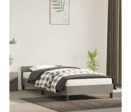 Gulta Bez Matrača, Gaiši Pelēks, 90X200 Cm, Samts Vidaxl