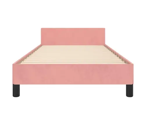 Gultas Rāmis Ar Galvgali Bez Matrača, Rozā Samts, 90X200 Cm Vidaxl