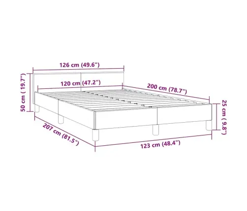 Lovos Rėmas Be Čiužinio, Juodos Spalvos, 120X200cm Aksomas