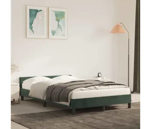 Gultas Rāmis Bez Matrača, Tumši Zaļš Samts, 120X200 Cm Vidaxl
