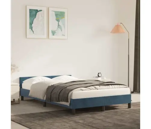 Lovos Rėmas Be Čiužinio Tamsiai Mėlynas 120X200 Cm Aksomas