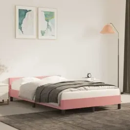 Gultas Rāmis Ar Galvgali Bez Matrača, Rozā Samts, 120X200 Cm Vidaxl