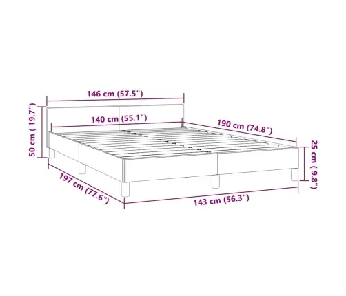 Gulta Bez Matrača, Gaiši Pelēks, 140X190 Cm, Samts Vidaxl