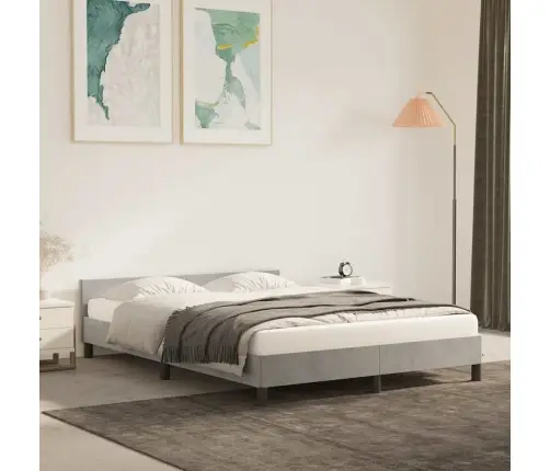 Gulta Bez Matrača, Gaiši Pelēks, 140X190 Cm, Samts Vidaxl