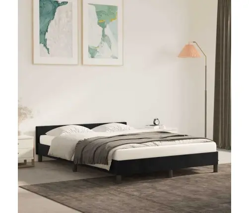 Voodiraam Ilma Madratsita, Must, 140X190 cm Samet