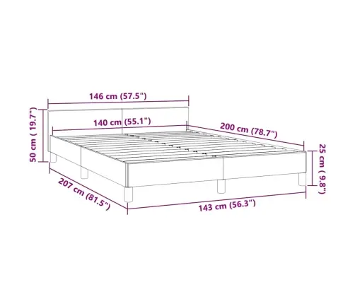 Gultas Rāmis Bez Matrača, Melns, 140X200 Cm, Samts Vidaxl