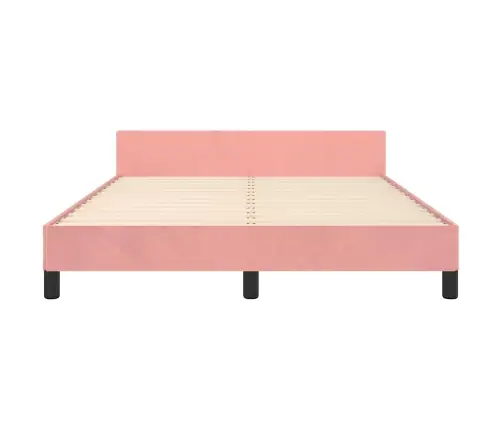 Gultas Rāmis Ar Galvgali Bez Matrača, Rozā Samts, 140X200 Cm Vidaxl