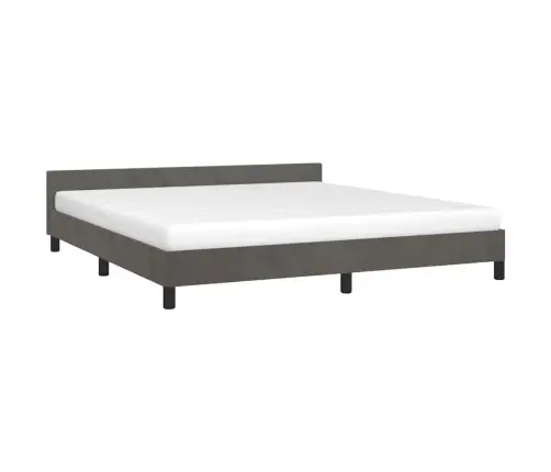 Gulta Bez Matrača, Tumši Pelēks, 160X200 Cm, Samts Vidaxl