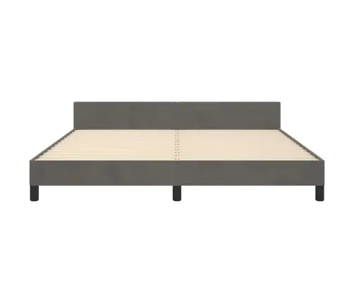 Gulta Bez Matrača, Tumši Pelēks, 180X200 Cm, Samts Vidaxl