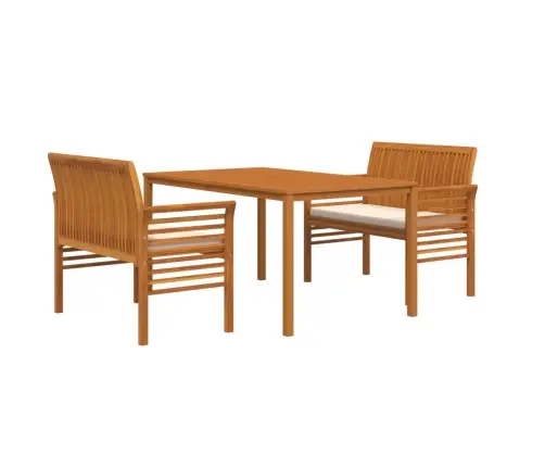 3-Daļīgs Dārza Mēbeļu Komplekts Ar Matračiem, Akācijas Koks Vidaxl