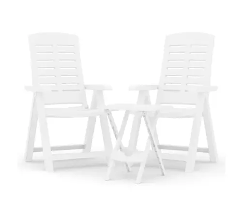 3-Osaline Aiamööbli Komplekt, Valge, Polüpropüleen