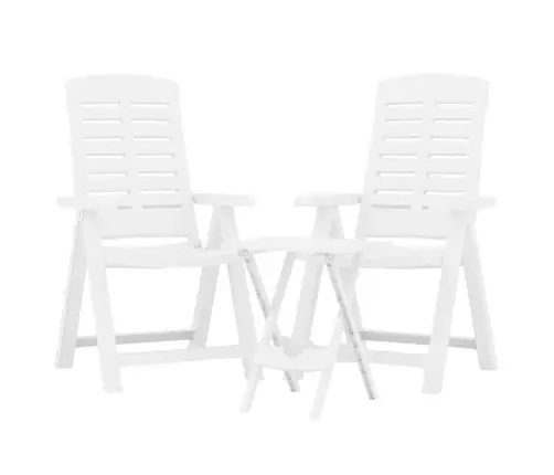 3-Osaline Aiamööbli Komplekt, Valge, Polüpropüleen