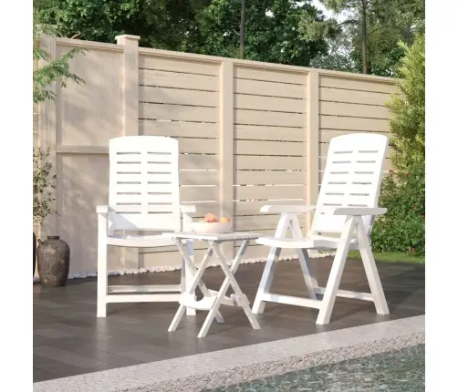 3-Osaline Aiamööbli Komplekt, Valge, Polüpropüleen