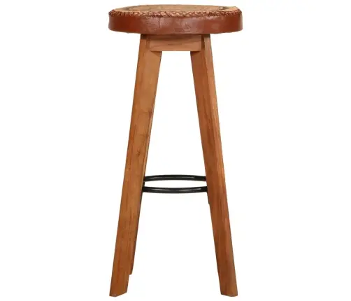 Bāra Krēsli, 2 Gab., Dabīga Āda Un Akācijas Masīvkoks Vidaxl