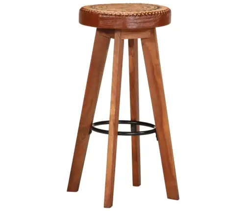 Bāra Krēsli, 2 Gab., Dabīga Āda Un Akācijas Masīvkoks Vidaxl