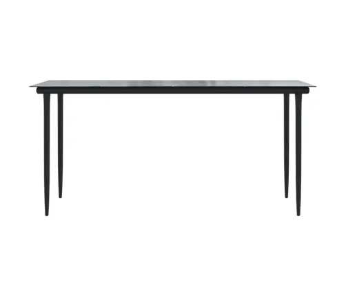 Dārza Ēdamgalds, Melns, 160X80X74 Cm, Tērauds Un Rūdīts Stikls Vidaxl