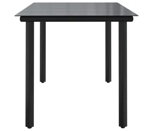 Sodo Valgomojo Stalas, Juodas, 160X80X74cm Plienas Ir Stiklas