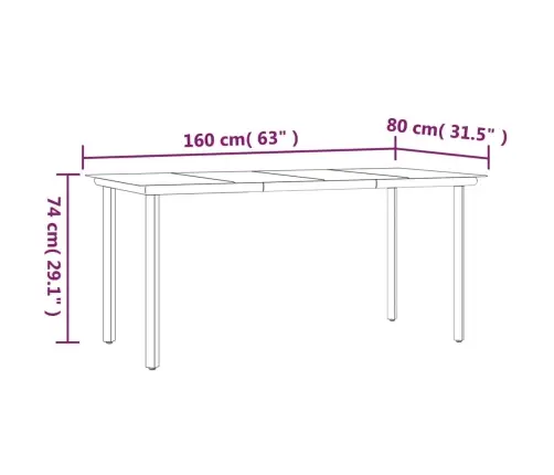 Sodo Valgomojo Stalas, Juodas, 160X80X74cm Plienas Ir Stiklas