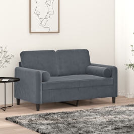 Dekoratīvi Spilveni, 2 Gab., Tumši Pelēki, Ø15X50 Cm, Samts Vidaxl