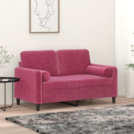 Dekoratīvi Spilveni, 2 Gab., Vīnsarkans Ø15X50 Cm, Samts Vidaxl