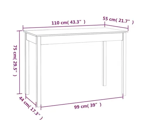 Valgomojo Stalas, 110X55X75cm Pušies Medienos Masyvas