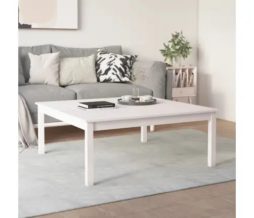 Kavos Staliukas, Baltas, 100X100X40cm Pušies Medienos Masyvas