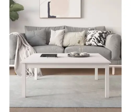 Kavos Staliukas, Baltas, 100X100X40cm Pušies Medienos Masyvas