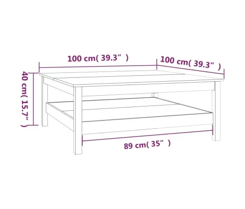 Kafijas Galdiņš, 100X100X40 Cm, Priedes Masīvkoks Vidaxl