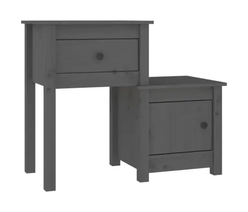 Naktinė Spintelė, Pilka, 79,5X38X65,5cm Pušies Masyvas Naktinė Spintelė, Pilka, 79,5X38X65,5cm Pušies Masyvas