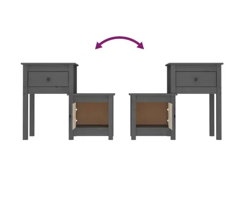 Naktinė Spintelė, Pilka, 79,5X38X65,5cm Pušies Masyvas Naktinė Spintelė, Pilka, 79,5X38X65,5cm Pušies Masyvas