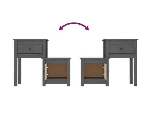 Öökapid 2 Tk, Hall, 79,5 X 38 X 65,5 cm Männipuit